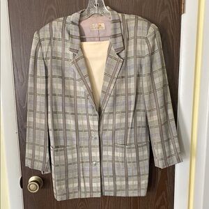 Plaid Women's Blazer and Cream Skirt / Suit